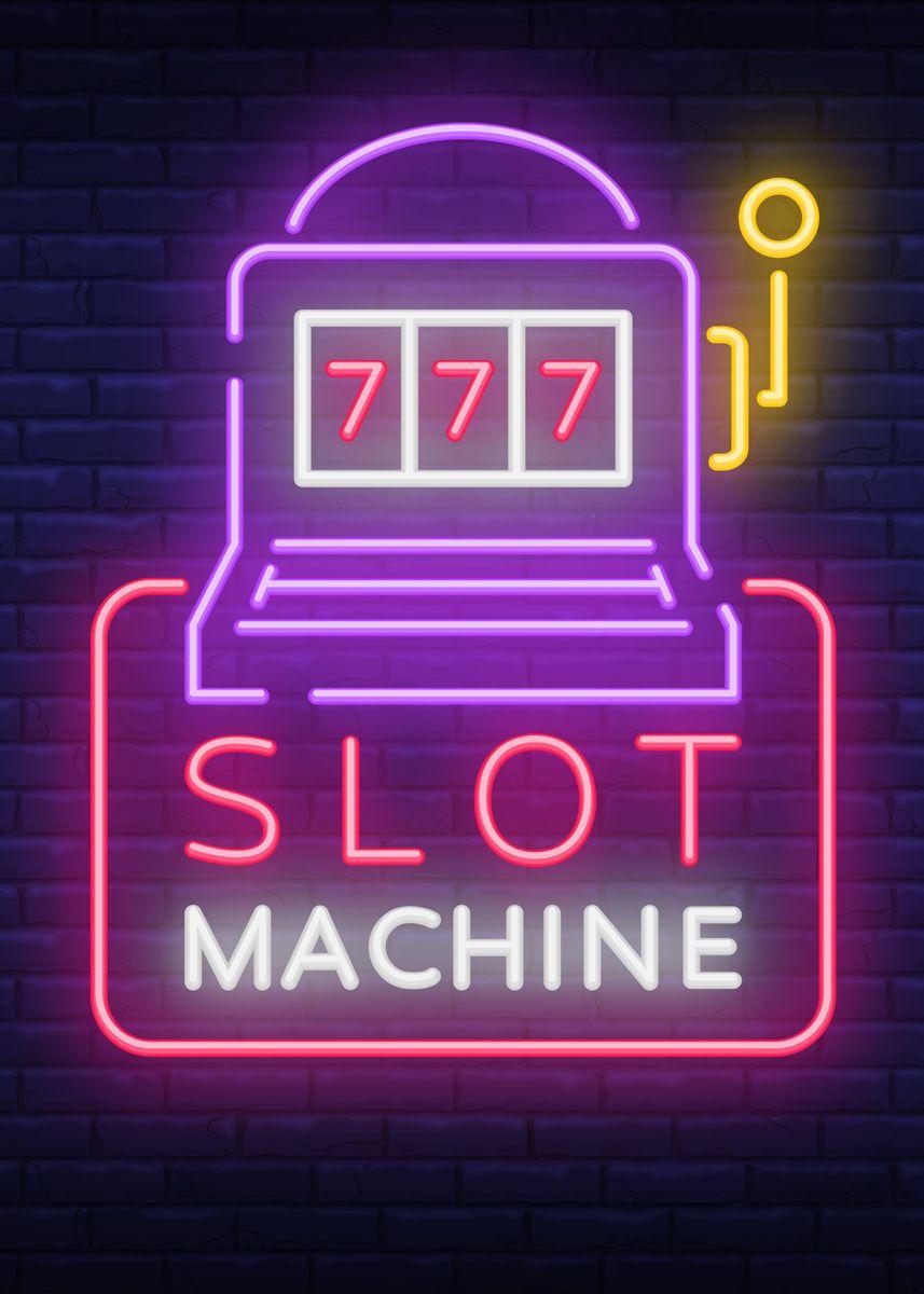 Neon Slot Machine Sign